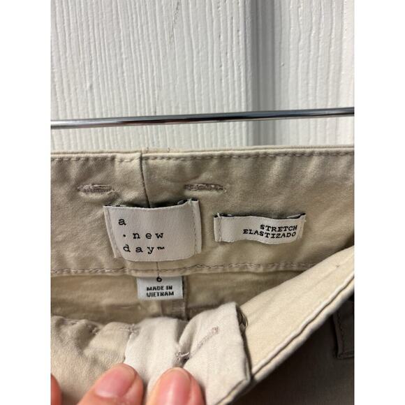NWOT A New Day Khaki Cotton Canvas Stretch Blend High Rise Wide Leg Pants  6 - Picture 3 of 5